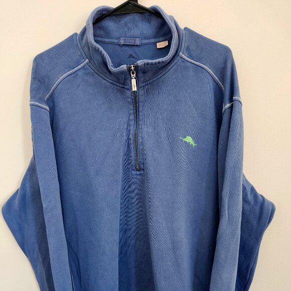 Tommy Bahama Relax Sweater Mens 2XL Blue Long Sleeve 1/4 Zip - Picture 1 of 6